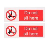 NIYANGLE Lot de 2 Autocollants Avertissement de Sécurité Auto-Adhésifs «Ne Pas S’Asseoir Ici» 150 X 50 MM Panneau D’Interdiction pour Bureau École et Hôtel Signalisation Industrielle