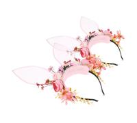 NIYANGLE Lot De 2 Bandeaux Avec Oreilles De Lapin Mignons Queue Et Oreilles De Lapin Pour Photographie Amusants En Tissu Rose