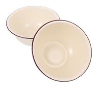 NIYANGLE Lot de 2 Bols à Soupe Émaillés Rétro 18 Cm Bol à Pétrir en Émail Couleur Ivoire Saladier Profond Multifonction Cuisine et Conservation Alimentaire Pratique pour Usage Domestique