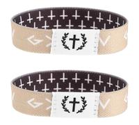 NIYANGLE Lot de 2 Bracelets Élastiques Unisexes Versets Bibliques Motifs Arbre Noir et Gris Bracelets Inspirants pour Femme et Homme Bijoux Religieux Adaptés aux Événements Spirituels