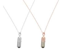 NIYANGLE Lot de 2 Colliers Pendentifs Romantiques Saint-valentin, en Cuivre, Finition Rose Doré et Blanc, Design Pilule Délicat, Bijoux de Cou Uniques pour Petite Amie, Présent pour Fêtes