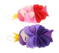 NIYANGLE Lot de 2 Éponges de Bain pour Garçon et Filles Loofah Sirène Doux et Exfoliant Couleur Violet et Rose Taille Adaptée aux Bébés Accessoire de Ludique pour Nettoyage Corporel