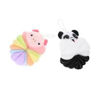 NIYANGLE Lot de 2 Éponges Loofah de Bain D'animaux, 2 Pièces, Texture Douce, Exfoliant Corporel, pour Garçon et Filles, Motifs Panda et Cochon, Accessoire Bain pour Peau Sensible, Usage