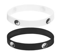 NIYANGLE Lot de 2 Extensibles en Caoutchouc et Silicone Yin Yang Noir et Blanc, Taille Unique, pour Couples, Hommes et Femmes, Accessoire de Mode et Unisexe