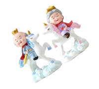 NIYANGLE Lot de 2 Figurines en Résine de Couple Âgé Licorne, Décoration Artisanale Créative pour Gâteau, Salon et Bureau, Présent Saint-Valentin pour Parents et Personnes Âgées, Ornement