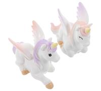 NIYANGLE Lot de 2 Figurines Miniatures en Résine Licorne, Décorations pour Gâteaux et Micro-paysages, Grosse Taille Rose et Violette, Ornement Décoratif pour Fête D'anniversaire et Maison