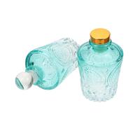 NIYANGLE Lot de 2 Flacons en Verre Sculpté Romain 50 ML, Bouteille Rechargeable pour Huiles Essentielles, Diffuseur Parfum Maison Vert, sans Bouchon, Décoratif et Compact pour Purification
