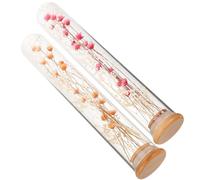 NIYANGLE Lot de 2 Fleurs Séchées en Bouteille de Verre Décorative, Bouquet Mini Éternel Rose et Gypsophile Jaune Orangé, Décoration Naturelle pour Bureau, Maison et Présent Anniversaire,