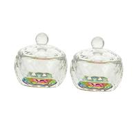 NIYANGLE Lot de 2 Gobelets en Cristal Coloré avec Couvercles pour Nail Art Récipient pour Liquide et Outils de Manucure pour Ongles Naturels et Acryliques
