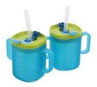 NIYANGLE Lot de 2 gobelets réutilisables avec couvercles et pailles, anti-fuite, pour enfants, personnes âgées, pour boire de l'eau, des aliments liquides, du lait, des jus, des smoothies, 250