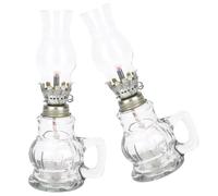 NIYANGLE Lot de 2 Lampes à Huile Vintage en Verre Mèche Coton, Facile à Installer et Pratique pour Décoration Intérieure Lors de Fêtes ou Mariages