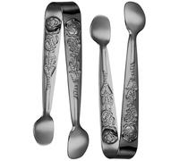 NIYANGLE Lot de 2 Mini Pinces en Acier Inoxydable 304 Noires, Accessoires pour Sucre et Amuse-gueules, Pinces de Service Portables pour Seaux à Glace Cuisine, Usage Professionnel