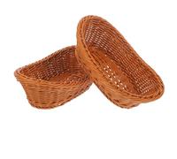 NIYANGLE Lot de 2 Paniers Tressés Imitation Rotin pour Rangement de Fruits et Viennoiseries, Couleur Marron Clair, Cuisine et Buffet Familial Réutilisable