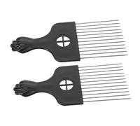 NIYANGLE Lot de 2 Peignes en Acier à Dents Fines, Manche Ambre Bicolore, pour Cheveux Bouclés et Frisés, Coiffure Professionnelle, Démêlage Doux, Usage Salon et Maison