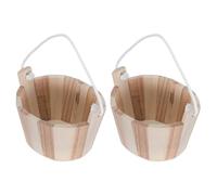 NIYANGLE Lot de 2 Petits Seaux de Sauna en Bois Naturel 12,5 Cm avec Poignée - Seaux Pratiques pour Sel de Bain et Accessoires de Spa - pour Sauna Vapeur, Hammam Seau