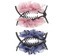 NIYANGLE Lot de 2 pinces à cheveux : élastique pour queue de cheval haute, accessoires pour cheveux en fausses perles pour femmes, pinces à cheveux pour les d'été et les journées à la plage.