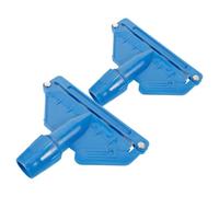NIYANGLE Lot de 2 Pinces de Fixation pour Tête de Balai en Plastique Bleu | Système à Dégagement Rapide, pour Manche Jusqu’à 25mm, Usage Ménage et Services D’entretien