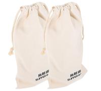 NIYANGLE Lot de 2 Sacs à Chaussures de Voyage en Tissu Beige Léger et Réutilisable avec Cordon de Serrage, Paquets de Rangement Pratiques pour Pantoufles Lors Déplacements