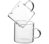 NIYANGLE Lot de 2 Tasses à Café en Verre Borosilicate Haute Résistance Petites Tasses à Expresso Transparentes pour Boissons Chaudes Design Compact Maison et Bureau