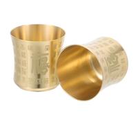 NIYANGLE Lot de 2 Tasses à Thé en Laiton Vintage 150 Ml Bol à Offrandes d'Eau Bénite pour Culte Bouddhiste Tasses à Matcha Asiatiques Feng Shui pour Contemplation et Dégustation