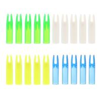 NIYANGLE Lot de 20 Encoches de Protection pour Flèches de Chasse, Diamètre 6 Mm, Plastique Transparent Bleu, Vert, Blanc et Jaune, Accessoires pour Tir à L’Arc en Extérieur et Loisirs