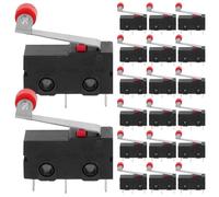NIYANGLE Lot de 20 Micro-interrupteurs Noirs Spdt à Levier à Galet, 5a 250v, Connecteur Rapide, Action Fiable, Adaptés aux Micro-ondes et Équipements Électroniques
