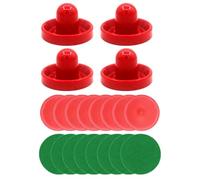 NIYANGLE Lot de 20 Set de Accessoires Air Hockey 4 Poussoirs Rouges 96 Mm 8 Coussinets en Feutre 8 Palets Ronds Rouges 64 Mm Pièces de Rechange pour Table de Hockey sur Air Jeu de Palets