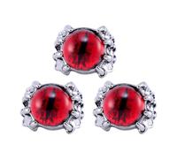 NIYANGLE Lot de 3 Bagues Œil de Diable en Acier Inoxydable Rouge, Anneau Ouvert Ajustable, Style Punk Gothique pour Hommes et Femmes, Bague Yeux de L'anneau Cercle, Bijou pour Fête