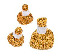 NIYANGLE Lot de 3 Balles de Massage Thaïlandaises Jaunes en Tissu Non Tissé Pochon de Conservation pour Soulager Douleurs et Favoriser Circulation Sanguine du Visage Yeux