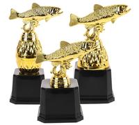 NIYANGLE Lot de 3 Mini Trophées de Pêche en Plastique, Coupes de Compétition Base pour Plaque Nominative, Décoration Trophée Concours Garçon et Filles, Fête Scolaire et Événements Sportifs