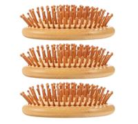 NIYANGLE Lot de 3 peignes de massage du cuir chevelu en bambou, brosses à cheveux démêlantes, brosses à cheveux plates pour femmes et hommes, couleur kaki