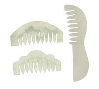 NIYANGLE Lot De 3 Peignes En Jade Naturel Pour Massage Visage Et Cheveux, Taille Mixte, Peigne De Massage Pour Femme, Détente Et Soin Peau, Accessoires Bien-