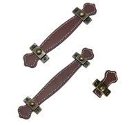 NIYANGLE Lot de 3 Poignées de Meuble en Alliage de Zinc et Cuir PU Finition Marron Clair pour Tiroirs Armoires et Portes Style Vintage Poignées de Traction et Tirettes de Tiroir