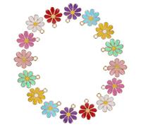 NIYANGLE Lot de 30 Breloques Marguerite en Alliage Coloré Émaillé Mini Pendentifs Fleurs pour Création de Bijoux DIY Éléments Décoratifs Légers et Résistants pour Bracelets et Colliers