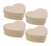 NIYANGLE Lot de 4 Boîtes en Papier Kraft de Cœur Marron, Surface Lisse, Faciles à Décorer, pour Mariage et Rangement Créatif