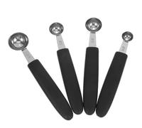 NIYANGLE Lot de 4 Cuillères à Glace en Acier Inoxydable Noires, Cuillère à Glace Professionnelle Multifonctionnelle Diamètre 15-30mm, pour Fruits et Melon