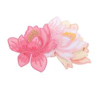 NIYANGLE Lot de 4 Écussons Décoratifs Brodés Lotus Patchs à Coudre et Repasser Motifs Floraux Coloris Rose Pastel pour Vêtements Paquet et Loisirs Créatifs