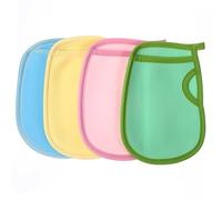 NIYANGLE Lot de 4 Moufles Exfoliants Doux pour Bain Garçon et Filles, Tailles Adaptées, en Matériau Souple, pour Éliminer les Peaux Mortes, Nettoyage Corporel, Moufles Multicolores