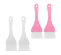 NIYANGLE Lot de 4 Pinceaux Extra Larges pour Masque Visage et Corps, Poils Doux, Couleurs Blanc et Rose, Applicateurs Multifonctions pour Masque à L'argile et Beurre Corporel, Outil Beauté
