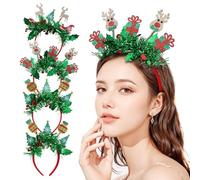 NIYANGLE Lot de 4 -têtes de Noël en Bois de Renne : Couvre-chefs de Costume, Accessoires de Noël, Bonhomme en Pain D'épice, Cadeaux de Fête Du Nouvel An pour Femmes