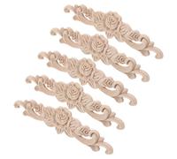 NIYANGLE Lot de 5 Appliques Décoratives en Bois Massif Sculpté Motif Rose Dimensions 20X5 CM Couleur Naturelle pour Meubles Murs et Portes Décoration Artisanale Européenne Raffinée
