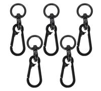 NIYANGLE Lot de 5 Mousquetons Pivotants en Alliage Métallique Noir, Fermoirs de Sécurité à Cliquet pour Porte-clés, Laisses pour Chiens et Accessoires de Randonnée, Charge Élevée, Usage