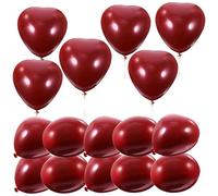 NIYANGLE Lot de 50 Ballons en Latex de Cœur Double Couche Rouge Profond et Noir Décoration pour Mariage Saint-Valentin et Fête Ballons Décoratifs de Fête et Accessoires Photo