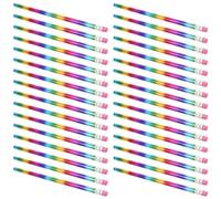 NIYANGLE Lot de 50 Crayons en Bois Hb avec Gomme Intégrée Corps Rond Ergonomique Crayons à Écrire et Dessiner pour Devoirs et Fournitures Scolaires Outils D’Écriture pour Garçon et