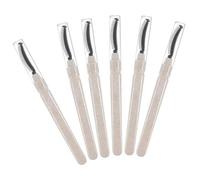 NIYANGLE Lot de 6 Brosses à Mascara en Silicone Blanc Capuchon, Applicateurs Cils Compacts, Outils de Maquillage des Yeux pour Extensions et Séparation des Cils, Usage Voyage