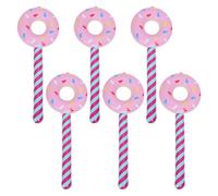 NIYANGLE Lot de 6 donuts gonflables Décorations de fête sur le thème des donuts - Ballon géant en forme de de 81 cm - Décor de fond sur le thème de Candyland pour une fête d'anniversaire ou