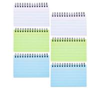 NIYANGLE Lot de 6 Fiches Bristol à Spirale Lignées 7,6 X 12,7 Cm, Papier Blanc, Bleu et Vert, Bloc-notes Portable pour Bureau, École et Révision, Cartes de Notes pour Organisation