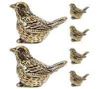 NIYANGLE Lot de 6 Figurines d'oiseaux Décoratives en Laiton Vintage Doré Petites Sculptures Miniatures Rétro pour Décoration de Table Étagère ou Bureau Statuettes Compactes en Métal