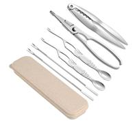 NIYANGLE Lot De 6 Pince À Crabe en Acier Inoxydable avec Étui De Rangement Fourchettes De Fruits De Mer Et Craquelins Aux Noix Outils pour Ouvrir Homard Crustacés Et Noix