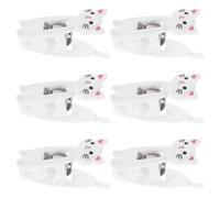 NIYANGLE Lot de 6 Pinces Clip Alimentaire Forme Chat Mignon en Fer Blanc, Pinces à Serviettes et Tickets, Clips Multifonctions pour Fermeture Sachets et Décoration Intérieure, Usage